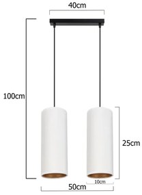 Lampadario a cavo AVALO 2xE27/60W/230V bianco/rame
