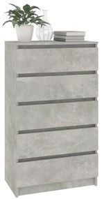 Cassettiera grigio cemento 60x36x103 cm in legno multistrato