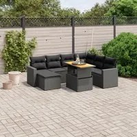 Set Divani da Giardino con Cuscini 8 pz Nero in Polyrattan 3271426