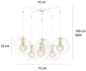 Lampadario Contemporaneo Omoikane Acciaio Bianco 6 Luci E27 Ip20