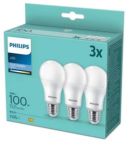 SET 3x Lampadina LED Philips A67 E27/13W/230V 6500K