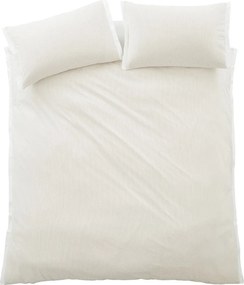 Set copripiumino e federa color crema in percalle di cotone per letto singolo 135x200 cm Seersucker Woven Stripe – Bianca