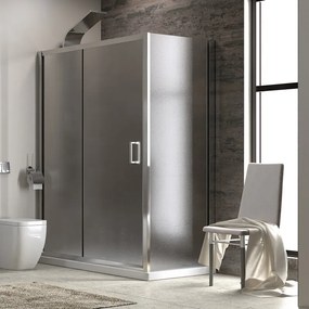 Box doccia 100x90 angolare laterale fisso 90cm vetro opaco altezza 180cm | K410NS - KAMALU