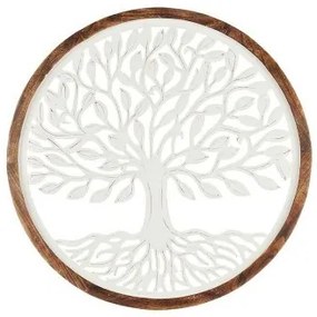Decorazione da Parete Bianco Marrone Legno di mango Albero della vita 90 x 90 x 3 cm