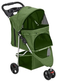 Passeggino Per Cani Pieghevole Verde 80x46x98cm Tessuto Oxford /