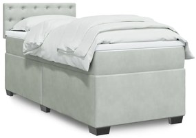 Giroletto A Molle Con Materasso Grigio Chiaro 90x190 Cm Velluto /