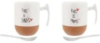 Set mug Mum e Dad in porcellana e base in sughero, 270 ml