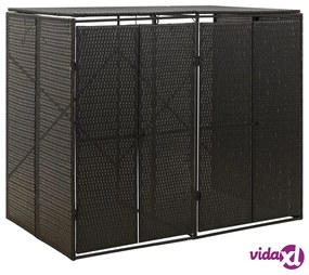 vidaXL Copribidone Doppio Nero 140x80x117 cm in Polyrattan