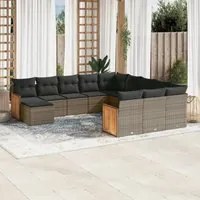 Set Divani da Giardino 12 pz con Cuscini Grigio in Polyrattan 3260667