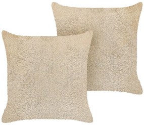 Set di 2 cuscini poliestere beige 45 x 45 cm PILEA Beliani