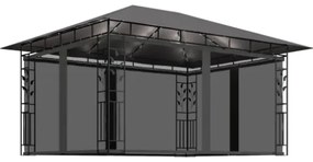 Gazebo con Zanzariera e Luci LED 4x3x2,73 m Antracite