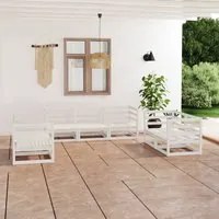 Set Divani da Giardino 7 pz Bianco in Legno Massello di Pino cod mxl 36364