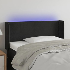 Testiera A Led Nera 103x16x78/88 Cm İn Velluto /