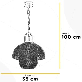 ONLI - Lampadario a sospensione con catena ZAIR 1xE27/22W/230V nero/argento