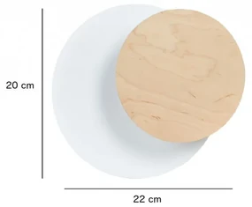 Applique da Parete Circle, Bianca e in Legno, Luce Indiretta, Base G9 Colore del corpo Legno
