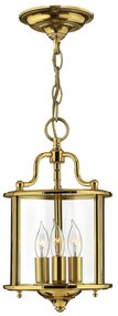 Lampadario Contemporaneo Gentry Ottone Lucido Vetro 3 Luci E14