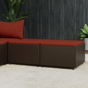 Poggiapiedi Da Giardino Con Cuscini 2 Pz İn Polyrattan Marrone /