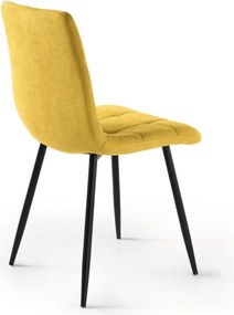 Sedia da pranzo in tessuto Giallo gambe metallo nere - KATERINE 2 sedie