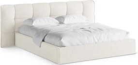 Letto matrimoniale imbottito avorio con contenitore con rete inclusa 160x200 cm Eric – Micadoni