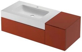 Mobile sottolavabo e lavabo Ginevra rosso siena L 120 x H 36 x P 51 cm