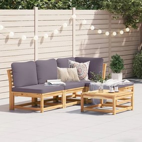 Set salotto da giardino 5 pz con cuscini legno massello acacia