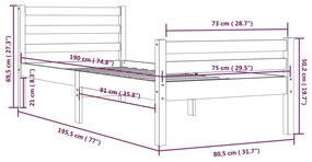 Giroletto in Legno Massello 75x190 cm Small Single