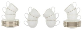Set caffè 12 tazzine con piattino porcellana bianca Diamond