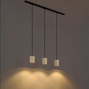 Sistema di illuminazione a binario moderno con 3 lampade a sospensione nere e beige monofase - Iconic Holt