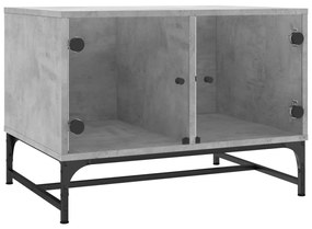 Tavolino salotto con ante in vetro grigio cemento 68,5x50x50 cm