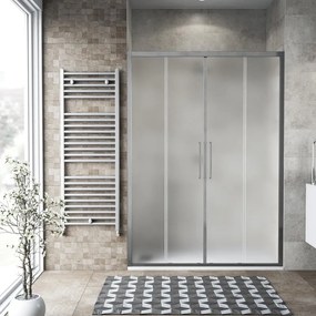 Porta doccia scorrevole Record, L 137-141 cm x H 195 cm x SP 6 mm, profilo cromo, vetro smerigliato