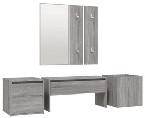 Set di mobili da corridoio grigio sonoma in legno multistrato