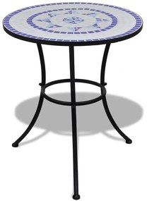 Tavolo da bistrot blu e bianco 60 cm a mosaico