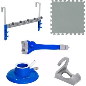 Bestway - Pack Manutenzione Piscina Kokido: Aspiratore, Spazzola per Pompa Filtro, Tappetino di Base, Organizer e Supporto per Tubo