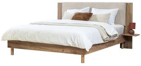 Letto matrimoniale in grigio chiaro con rete inclusa 140x190 cm Lior – Bobochic Paris