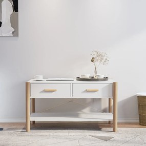 Tavolino Da Salotto Bianco 82x38x45 Cm İn Legno Multistrato /