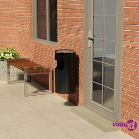 vidaXL Pattumiera con Posacenere da Parete in Acciaio 26 L Nera