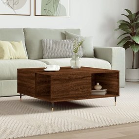 Tavolino Salotto Rovere Marrone 80x80x36,5 Cm Legno Multistrato /