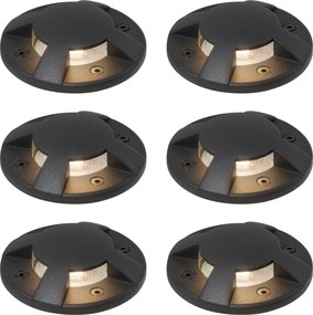 Set di 6 Faretti da terra moderni neri GU10 50mm con effetto 4 luci IP65 - Cellar
