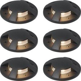 Set di 6 faretti da terra moderni neri GU10 50mm effetto 4 luci IP65 - Cellar