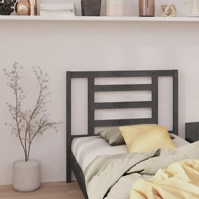 Testiera Per Letto Grigia 106x4x100cm İn Legno Massello Di Pino /