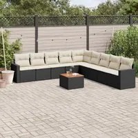 Set Divani da Giardino 10pz con Cuscini in Polyrattan Nerocod mxl 87665