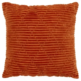 Kave Home - Federa cuscino Mei 100% cotone di velluto arancione 45 x 45 cm