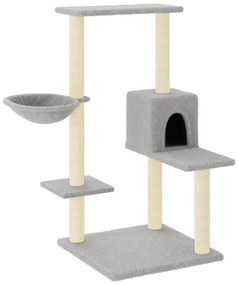 Albero per gatti con tiragraffi in sisal grigio chiaro 95 cm