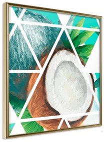 Poster  Tropical Mosaic with Coconut (Square)  Cornice Quadri Cornice d'oro, Larghezza x Altezza Home decor 50x50