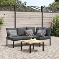 Set Divani da Giardino 3 pz con Cuscini in Alluminio Nero 3283685