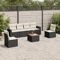 Set Divani da Giardino con Cuscini 7pz Nero Polyrattancod mxl 88418