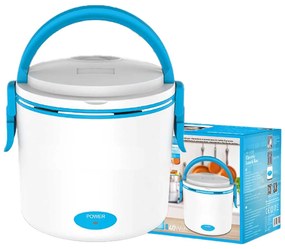 Scaldavivande Elettrico 40W Riscalda Porta Pranzo Lunchbox con 2 Contenitori Plastica 0.5L e Alluminio 0.7L Cavo Staccabile Blu