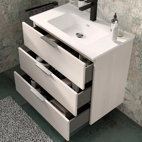 Mobile da bagno sospeso sotto lavabo L 80 x H 72 x P 45 cm bianco, 3 cassetti SENSEA Jnka