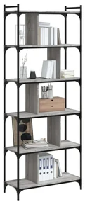 Libreria grigio sonoma 6 ripiani 76x32x192 cm legno multistrato