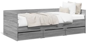 Divano letto con cassetti grigio sonoma 90x200 cm multistrato